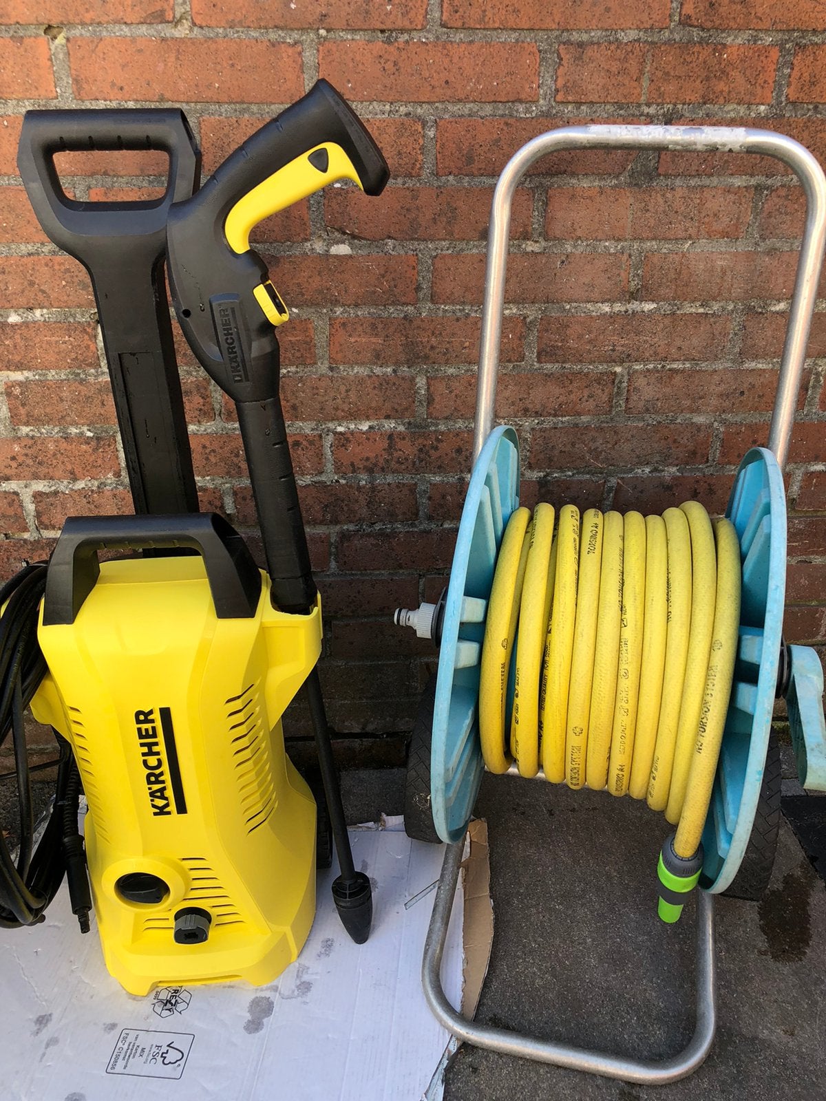 Als nieuw Kärcher k-2  met Gardena tuin slang met haspel, Tuin en Terras, Hogedrukreinigers, Ophalen, Zo goed als nieuw, Elektrisch