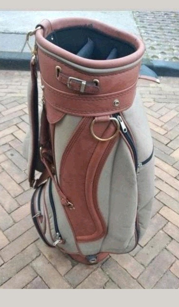 Vintage golf cartbag - Leer en canvas, Ophalen of Verzenden, Gebruikt, Tas, Overige merken