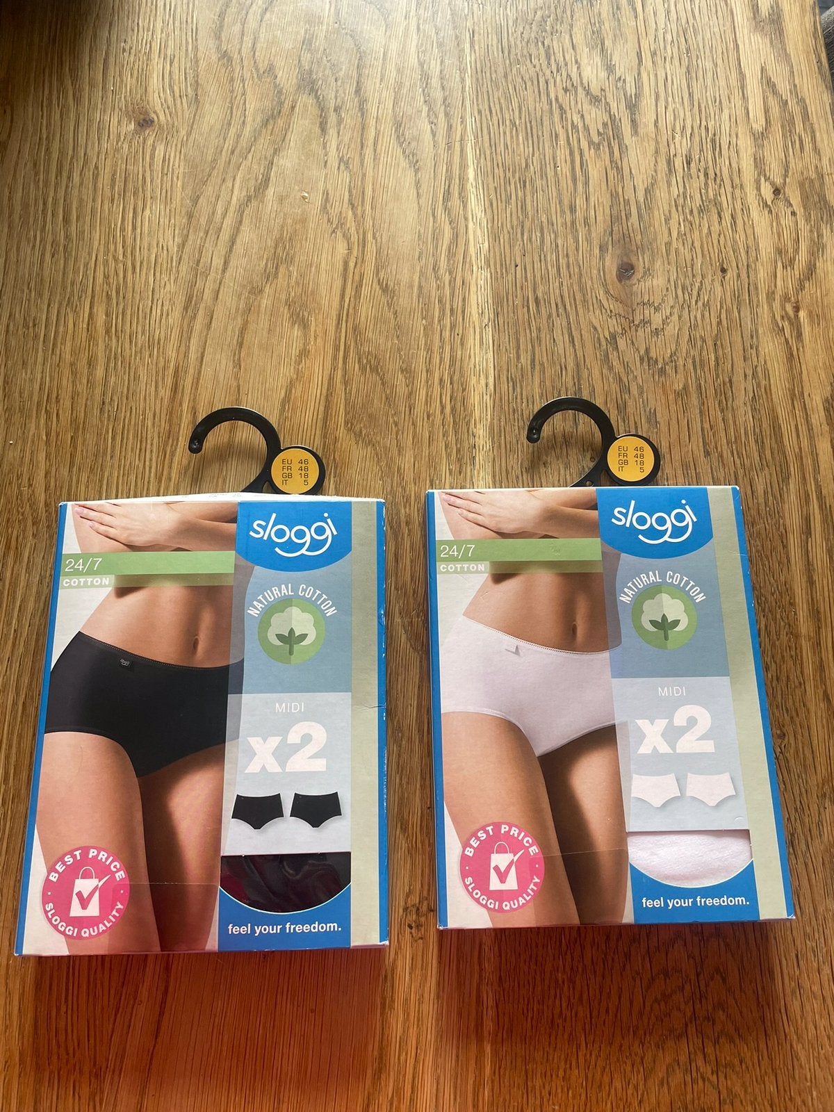 Nieuw in doosjes: 4 Sloggi Slips maat 46/2 witte en 2 zwarte, Sloggi, Ophalen of Verzenden, Overige kleuren, Slip