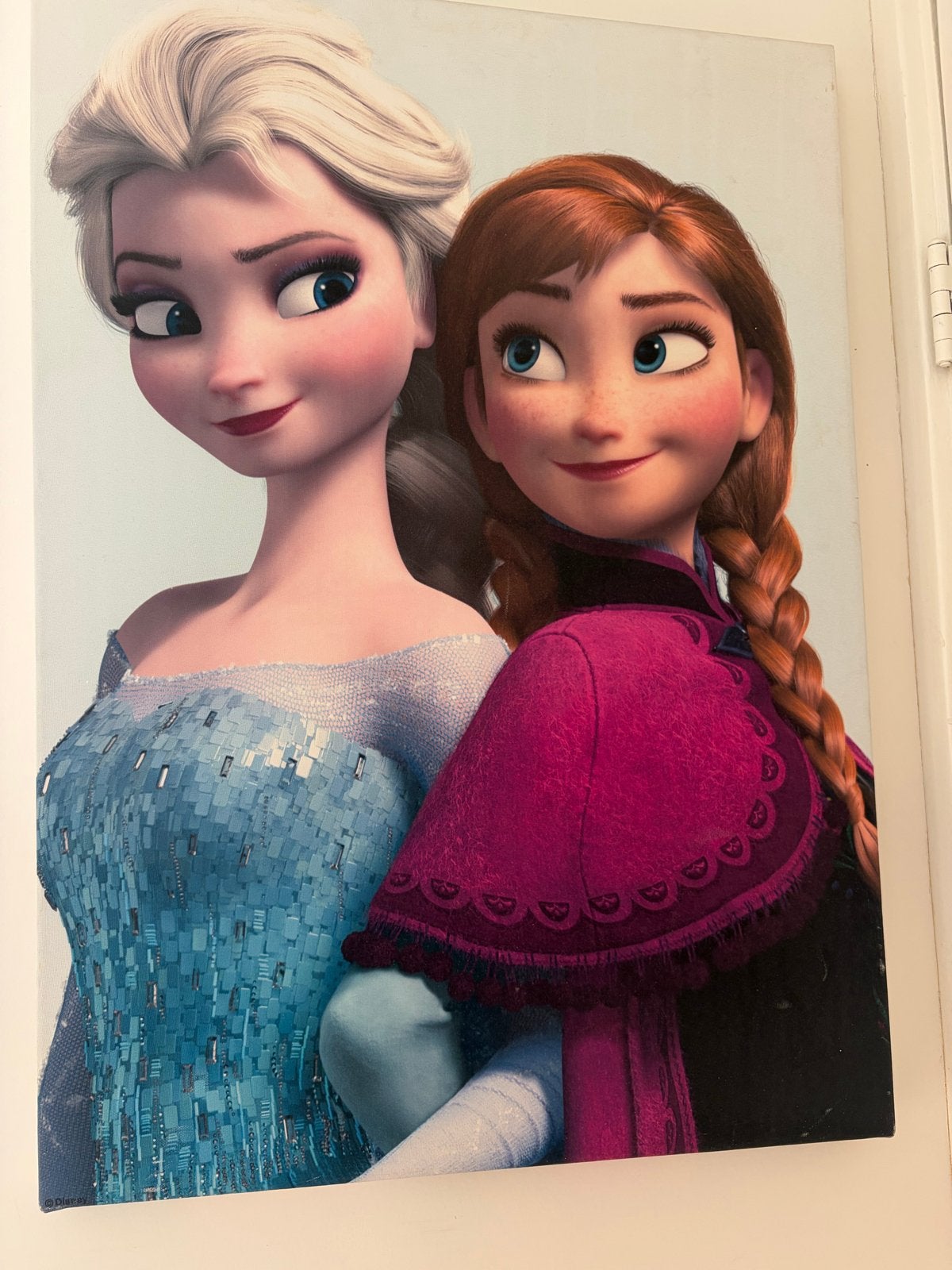 Elsa en Anna Schilderij - Frozen Disney Canvas, 50 – 75, Gebruikt, Ophalen of Verzenden, Schilderij