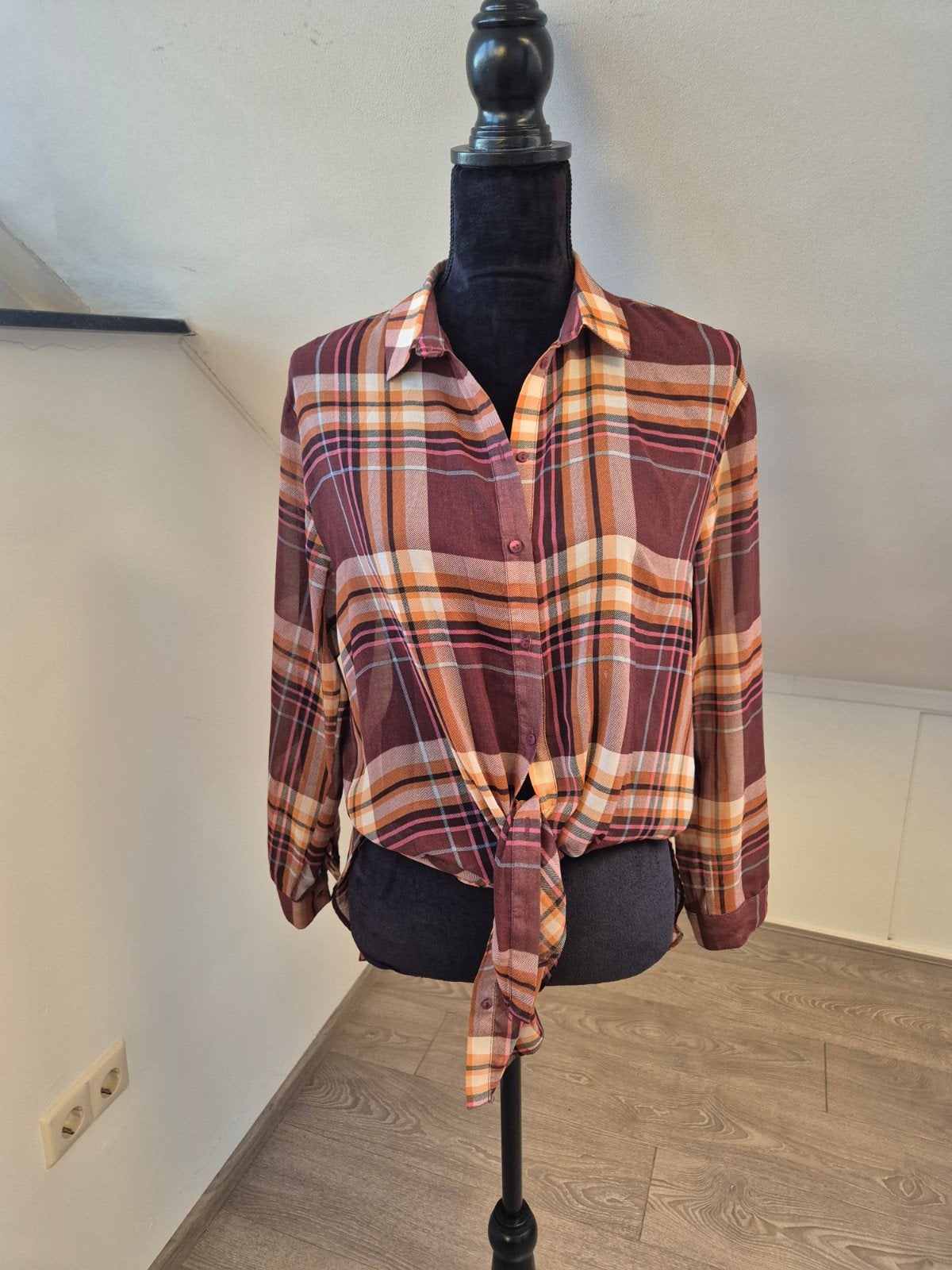 lange blouse. maat 36, Bruin, Verzenden, Bershka, Zo goed als nieuw
