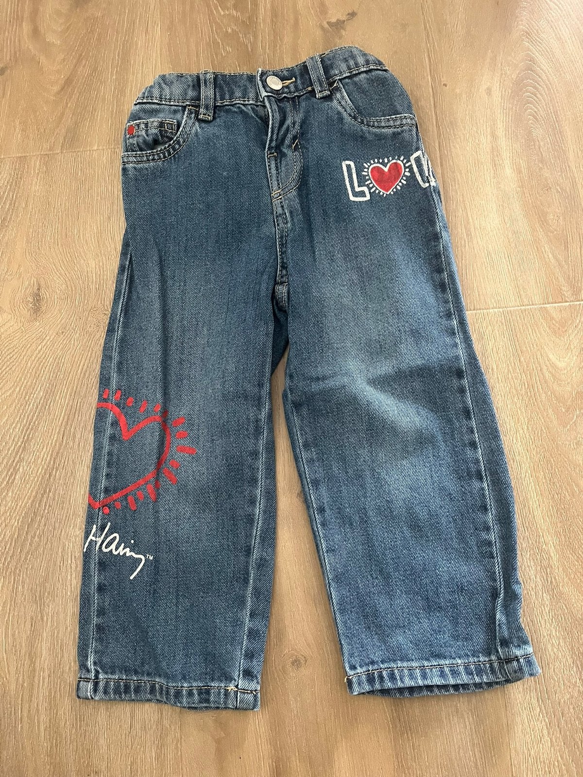 Keith Haring spijkerbroek maat 98, Ophalen of Verzenden, Zo goed als nieuw, Jongen of Meisje, Broek