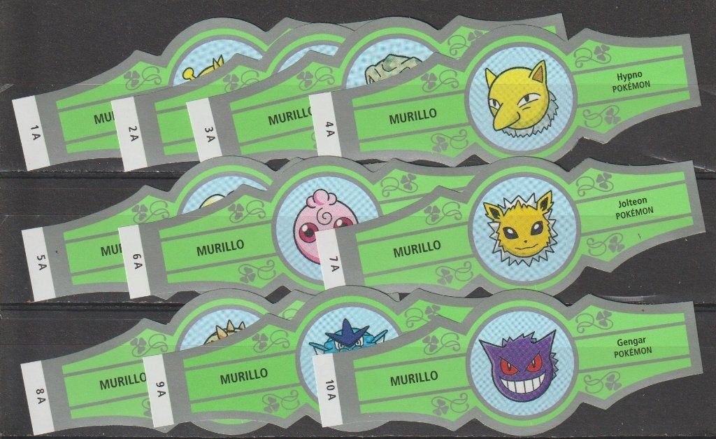 reeks 1592  pokemon   1-10 sigarenbanden, Ophalen of Verzenden, Zo goed als nieuw, Sigarenbandjes