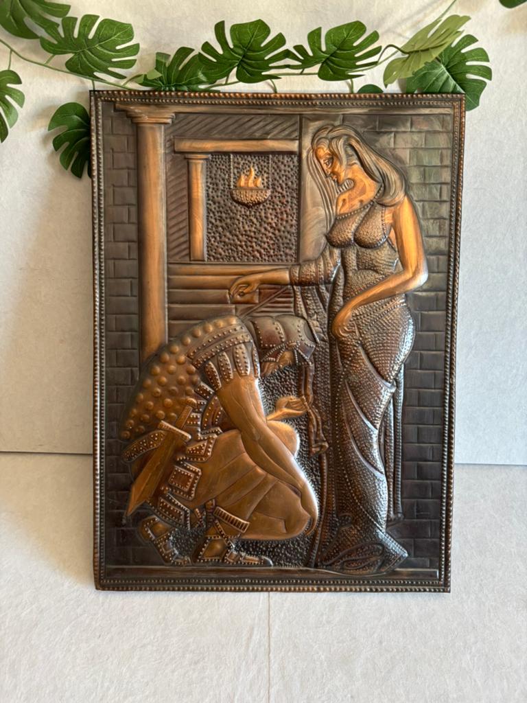 Vintage Sovjet koperreliëf, Tsjekanka, MCM wanddecoratie, Ophalen of Verzenden, Gebruikt