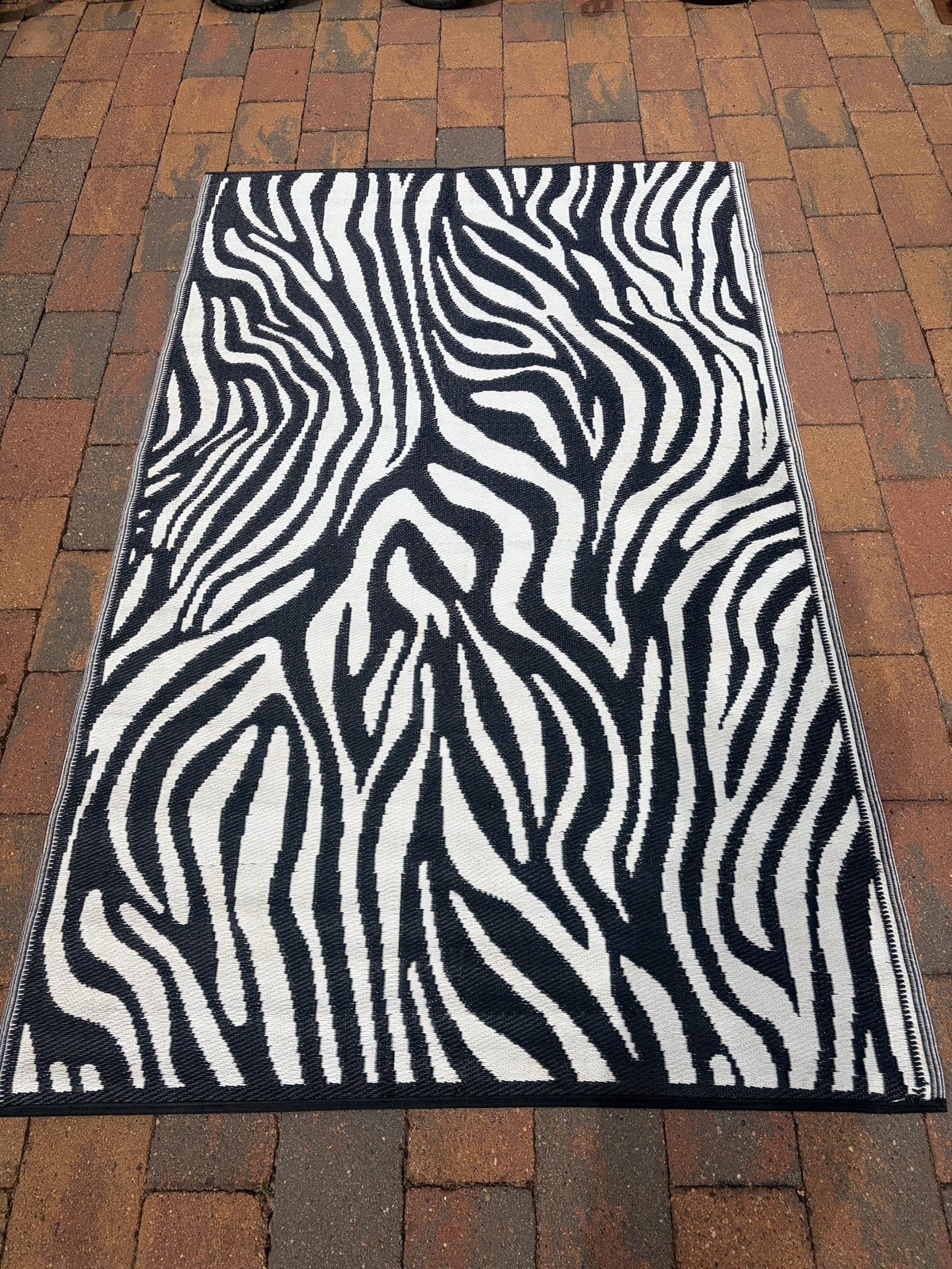 Zwart-wit zebraprint buitenkleed - Gebruikt, Ophalen, Gebruikt, Zwart, 200 cm of meer