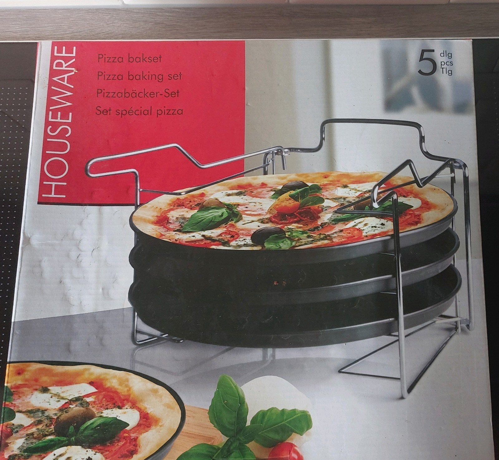 Pizzabakset voor 5 pizza's - Slechts 1x gebruikt, Ophalen, Overige typen, Zo goed als nieuw, Zwart