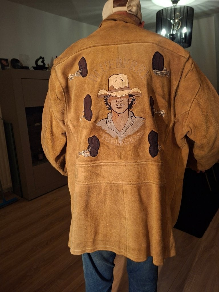BlueBerrythe LegendLeren Suede Jas XL met Western Borduurwer, Bruin, Maat 56/58 (XL), SKYTRACKER, Ophalen of Verzenden