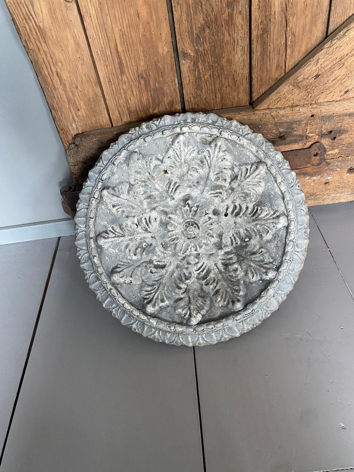 PTMD schaal grijs landelijk brocante industrieel shabby, Ophalen of Verzenden, Zo goed als nieuw, Rond, Schaal