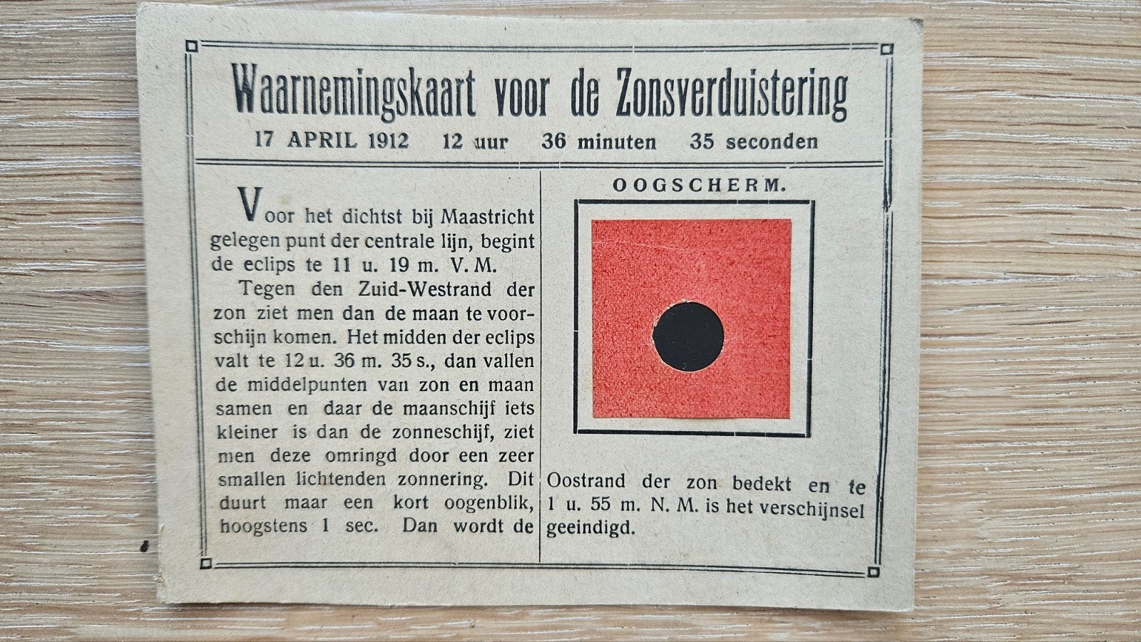 Zeer zeldzame Eclipsbril Zonsverduisteringskaart uit 1912, Ophalen