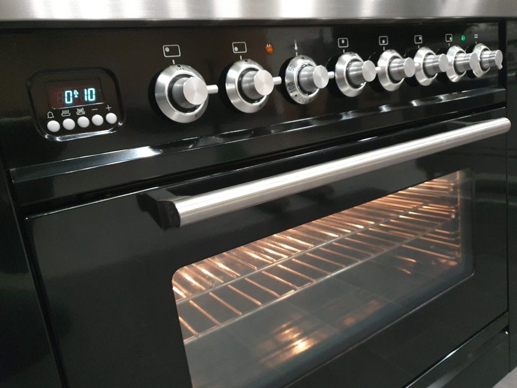 Boretti Fornuis 90cm hoogglans zwart rvs 6 pit 1 oven, Witgoed en Apparatuur, Niet ingevuld, 60 cm of meer, Niet ingevuld, Ophalen of Verzenden