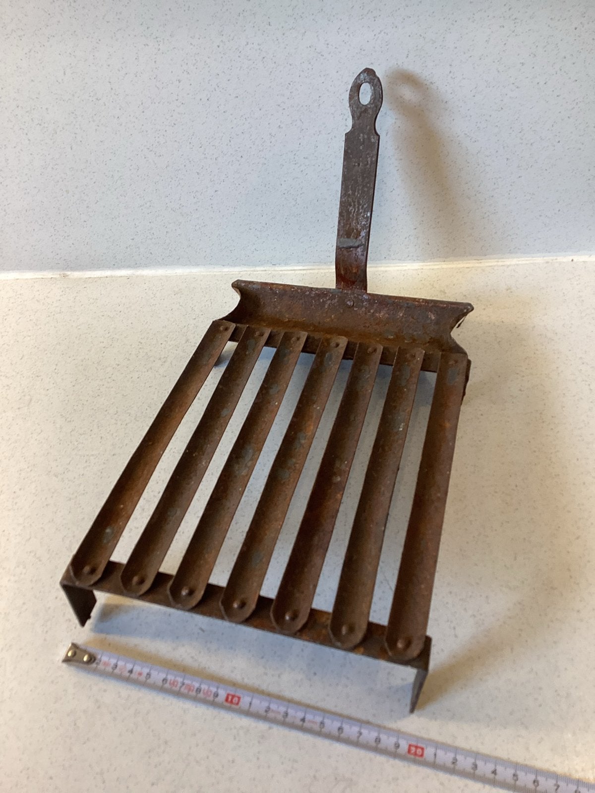 Antieke metalen braadrooster met handvat, Ophalen of Verzenden