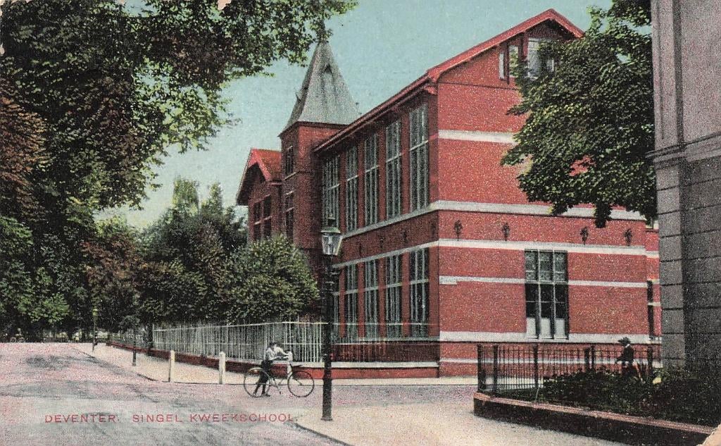 JO292 Deventer Singel Kweekschool 1918, Ophalen of Verzenden, Voor 1920, Gelopen, Overijssel