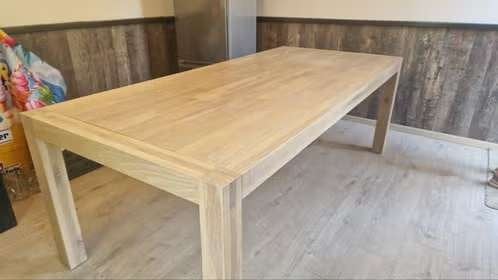 Goede kwaliteit moderne eiken white wash Eettafel 220-100 cm, Ophalen, 100 tot 150 cm, Eikenhout, 200 cm of meer