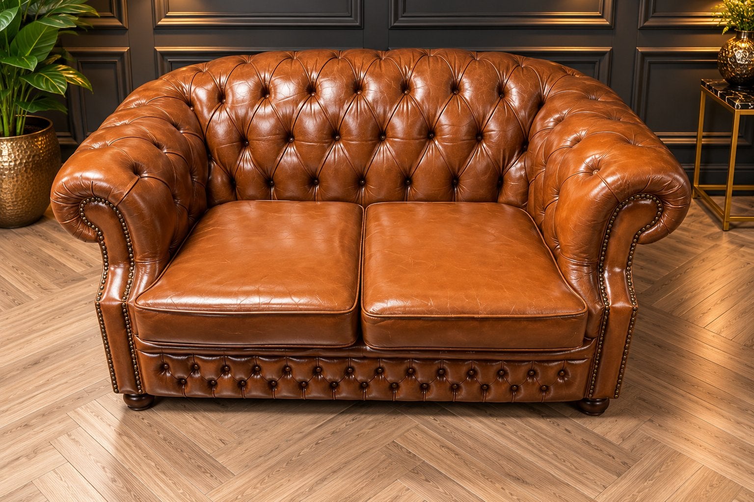 Orginele Chesterfield Lederen Winchester 2 Zits !!!, Ophalen of Verzenden, Zo goed als nieuw, 75 tot 100 cm