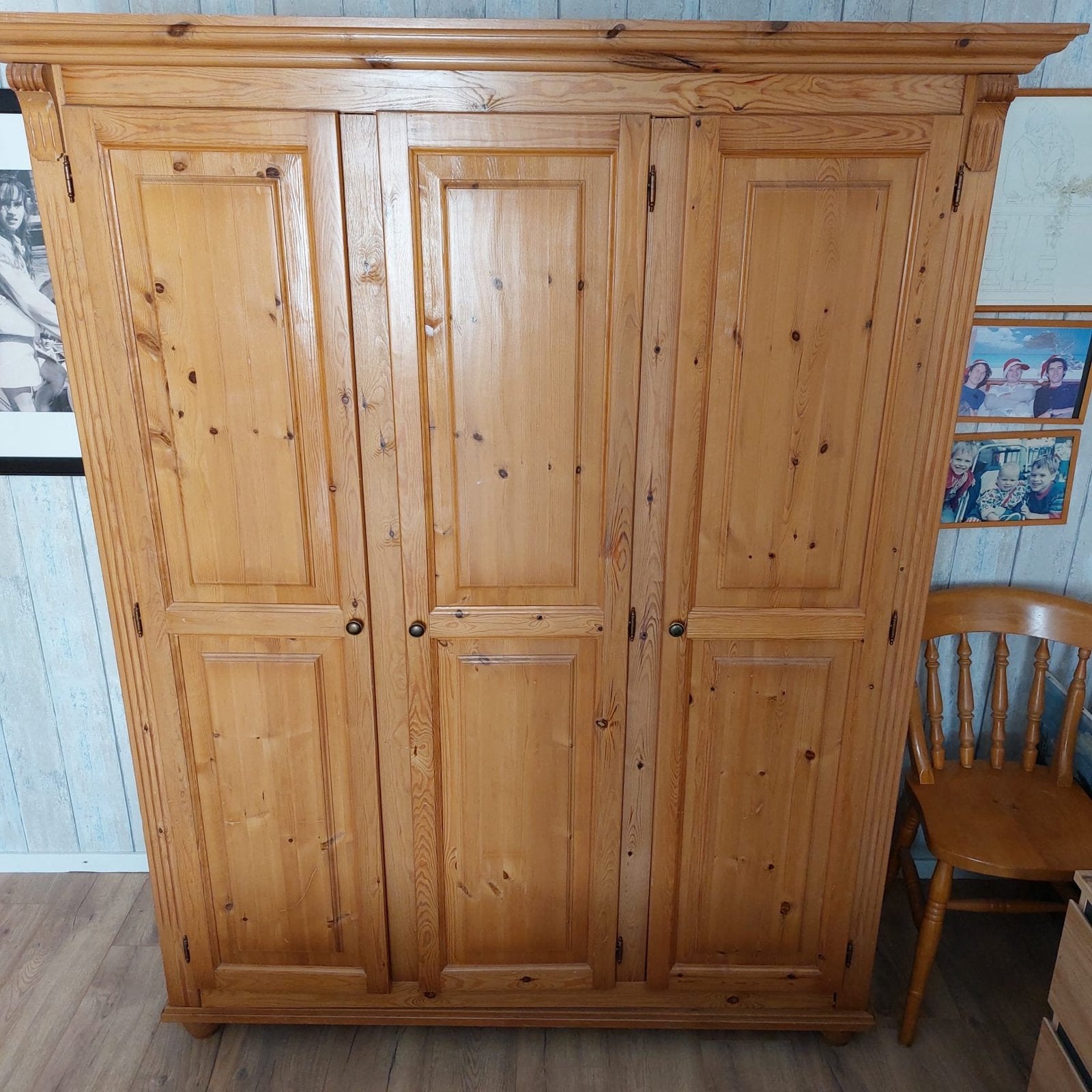Grenen kledingkast met toog, 194 cm hoog, Ophalen, Gebruikt, 150 tot 200 cm, Grenenhout