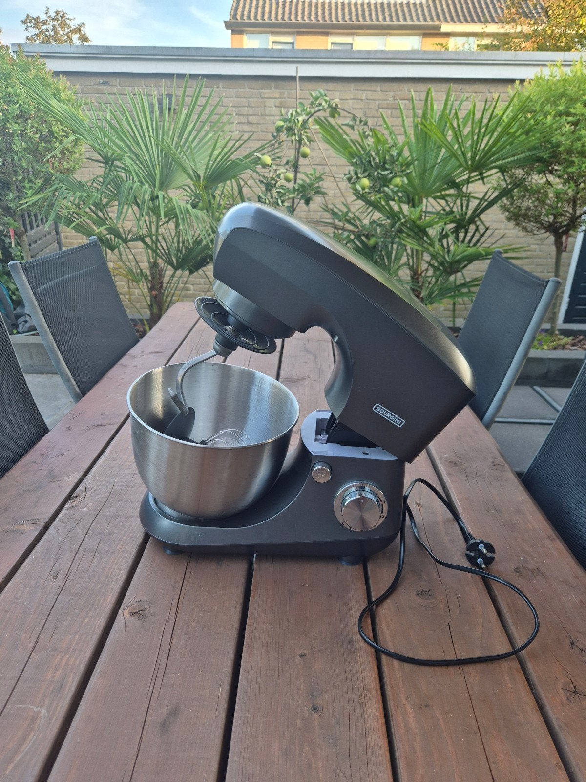BOURGINI Trendy Kitchen Chef Keukenmachine Grijs 1400 W, Witgoed en Apparatuur, 4 liter of meer, Ophalen, Gebruikt, 3 snelheden of meer