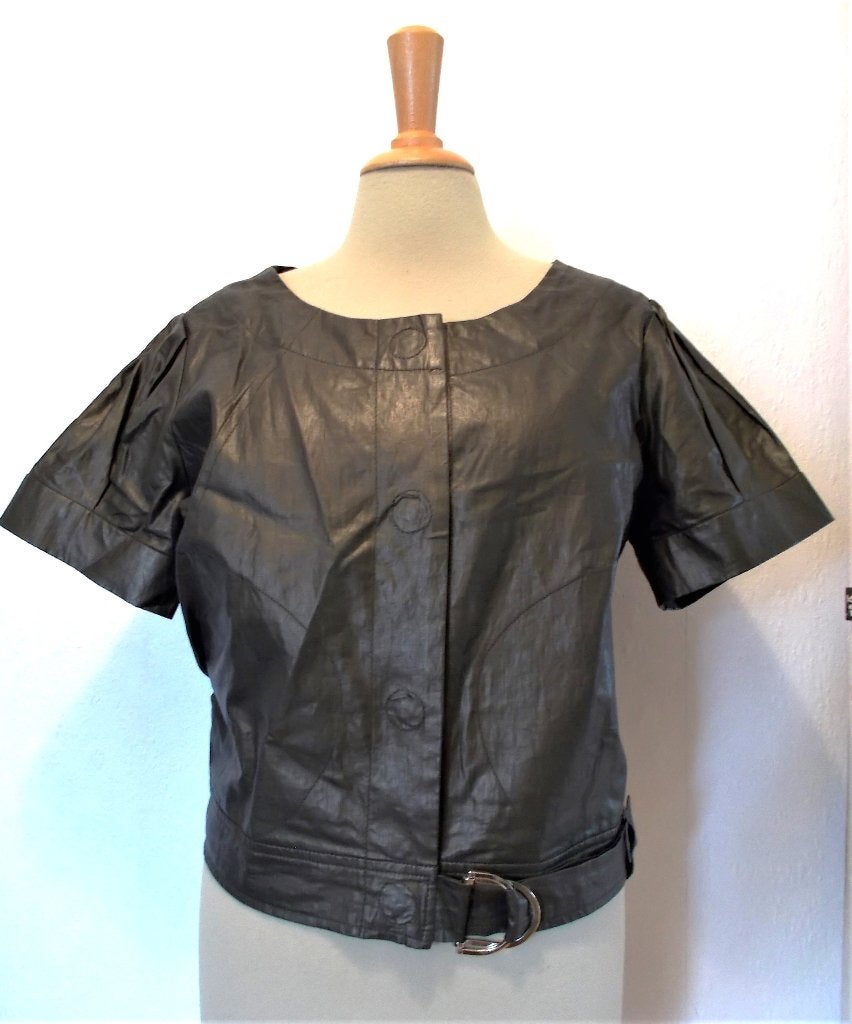 Stoere bruine leather look top van Sylver! 42, Bruin, Verzenden, Maat 42/44 (L), Zo goed als nieuw