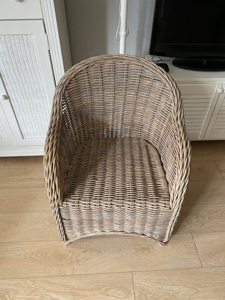 Brocante rotan stoel - Vintage look, Ophalen, Overige kleuren, Riet of Rotan, Zo goed als nieuw