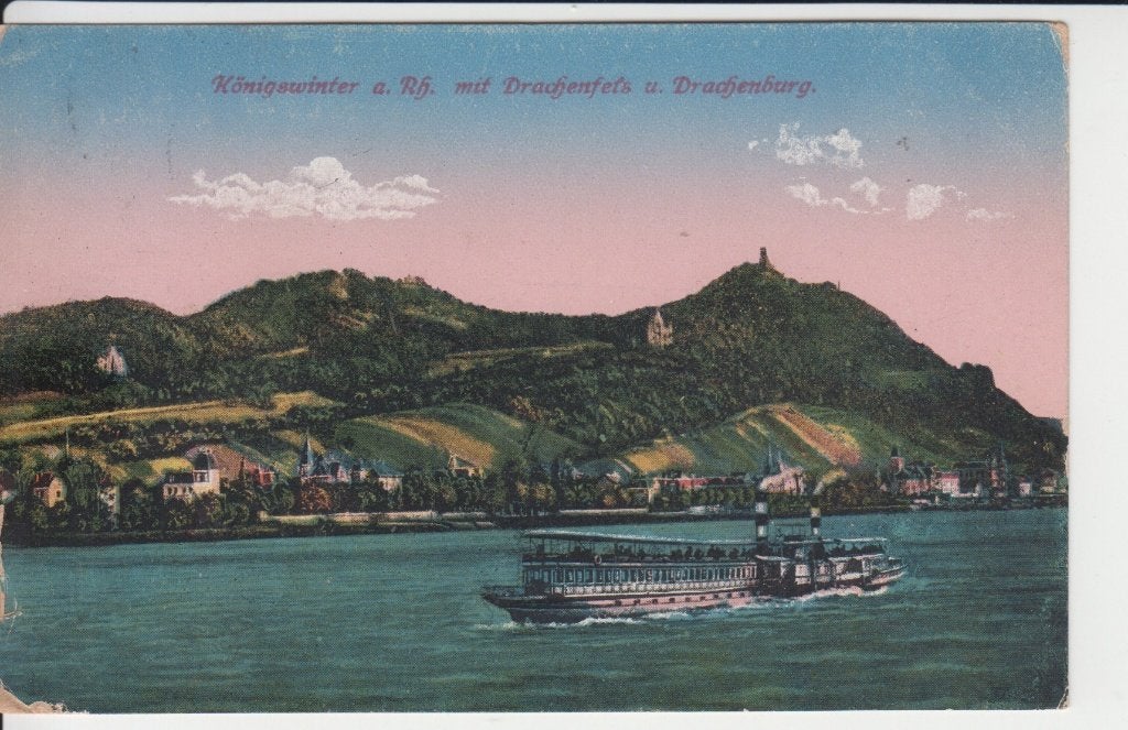 D069 ansichtkaart Koningswinter 1921 Drachenfels, Ophalen of Verzenden, 1920 tot 1940, Gelopen, Duitsland