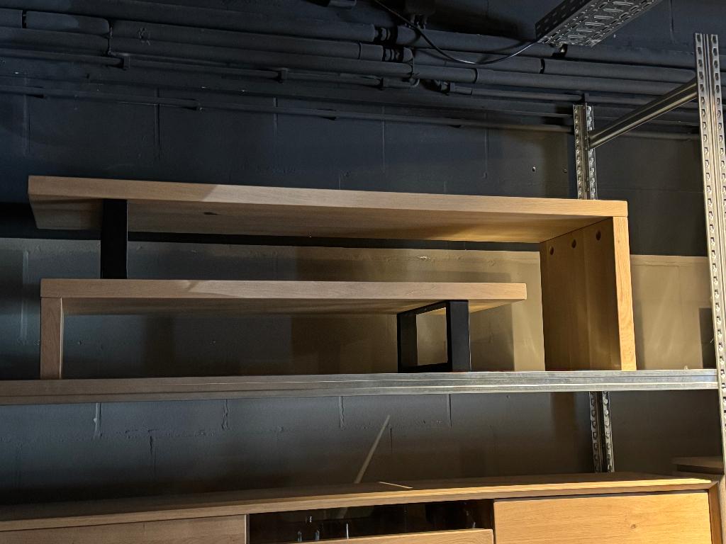TV meubel massief eikenhout uitschuifbaar 140 - 230 cm € 250, Ophalen, 100 tot 150 cm, Eikenhout, Nieuw