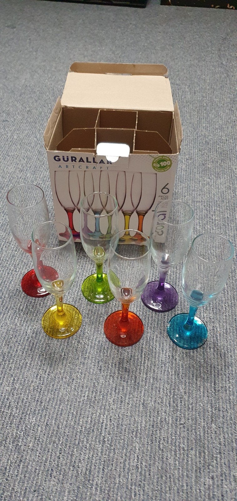 Gürallar Artcraft Coral Wijnglazen - Set van 6, Nieuw, Ophalen of Verzenden, Meerkleurig, Overige merken