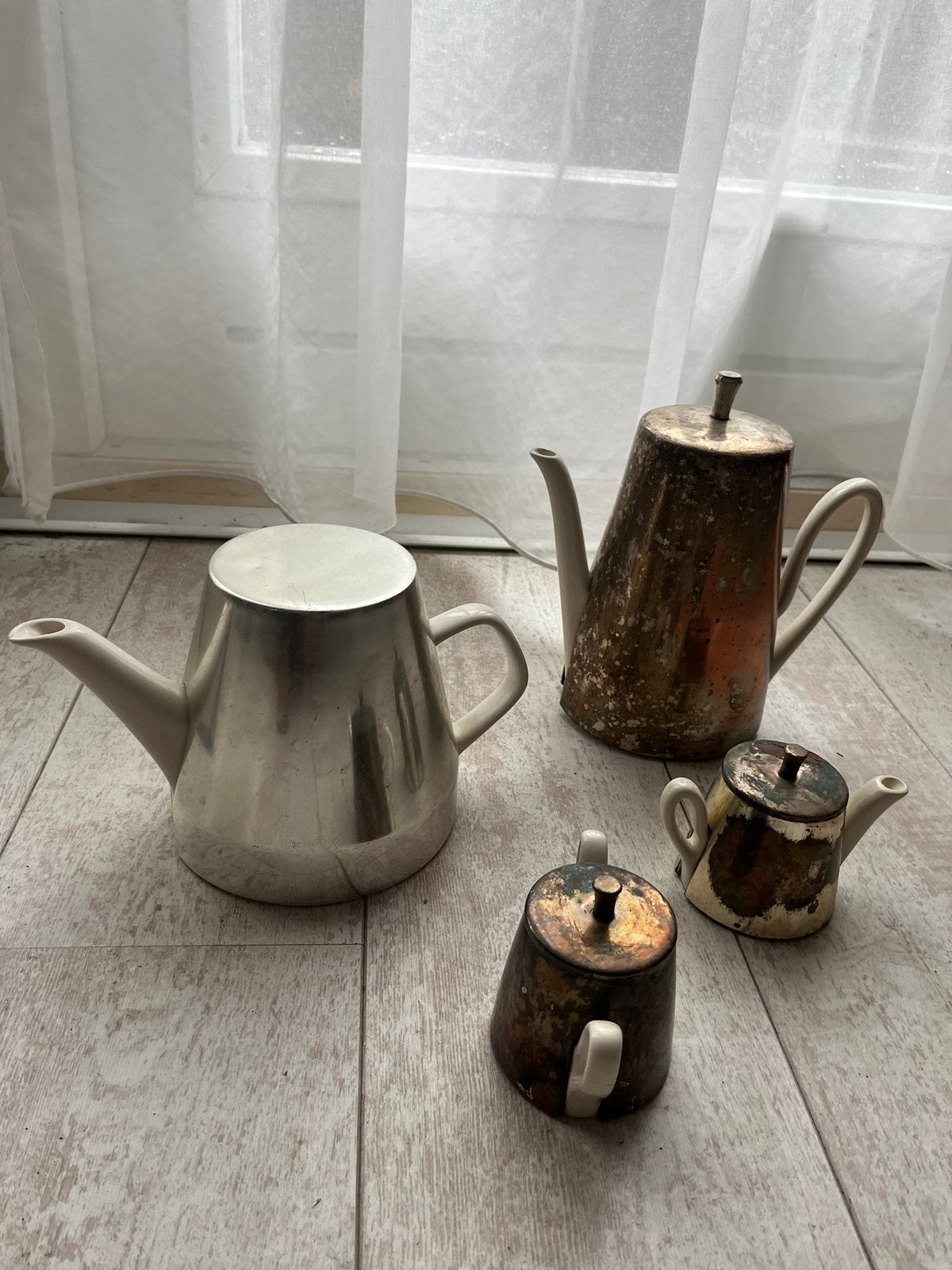 Verzilverd koffie/thee stel metsuikerpotje en melkkannetje, Ophalen of Verzenden