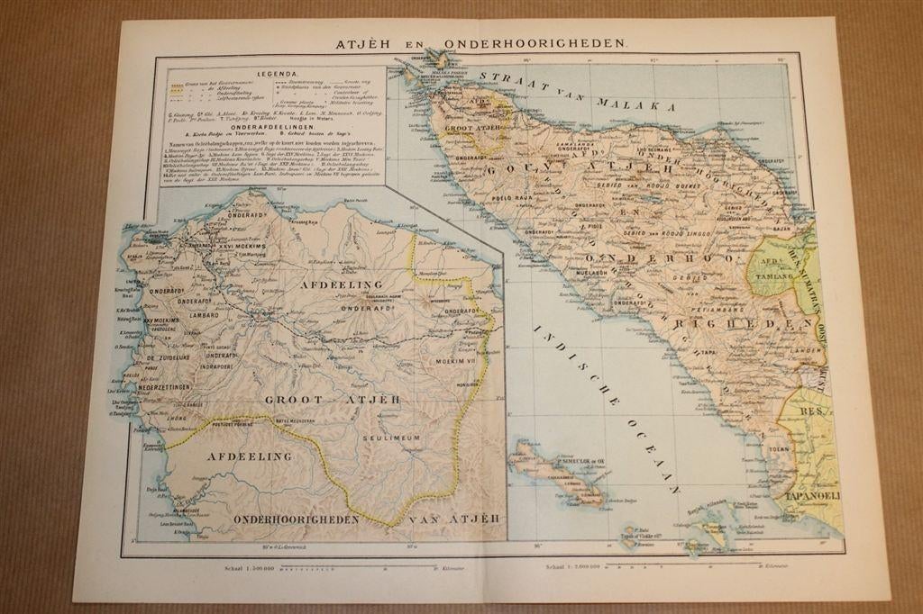 Antieke kaart - Atjeh - Circa 1900, Boeken, Ophalen of Verzenden, 1800 tot 2000, Nederland, Landkaart