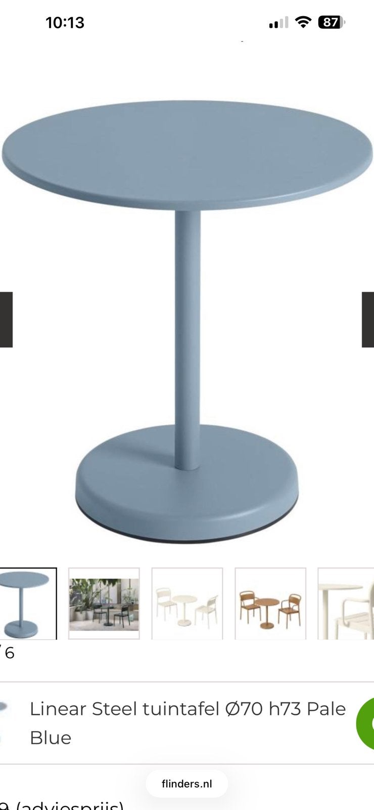 Nieuwe Muuto linear steel café tafel rond pale blue design, Ophalen, Nieuw, Rond, Metaal
