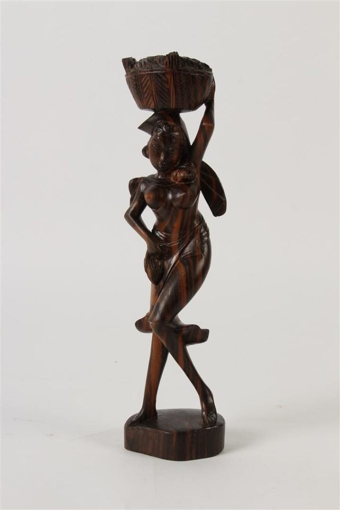 Coromandel Beeld Vrouw Indonesie Art Deco Makasar, Houtsnijwerk, Ophalen of Verzenden, Handgemaakt, 20 - 50 cm
