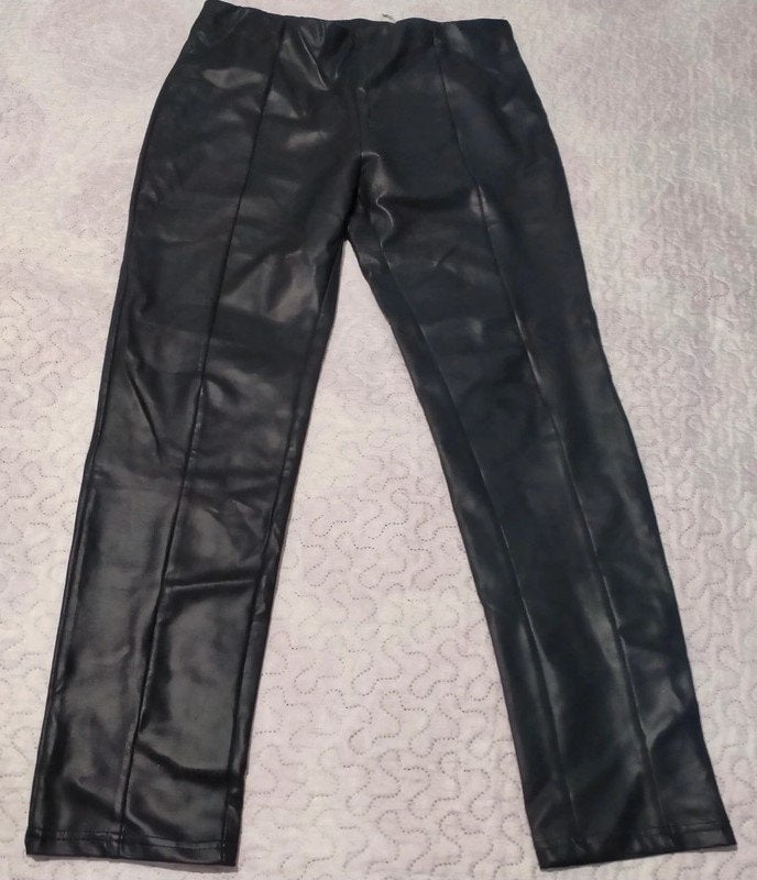 zwarte pantalon faux leather broek (xl), Verzenden, Zwart, Luo Cheng Fashion, Maat 46/48 (XL) of groter