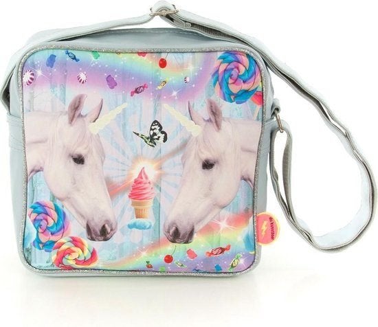 Nieuw! geweldige blauwe tas met 2 eenhoorns van Kunstboer!, Verzenden, Nieuw, Blauw, Schoudertasje