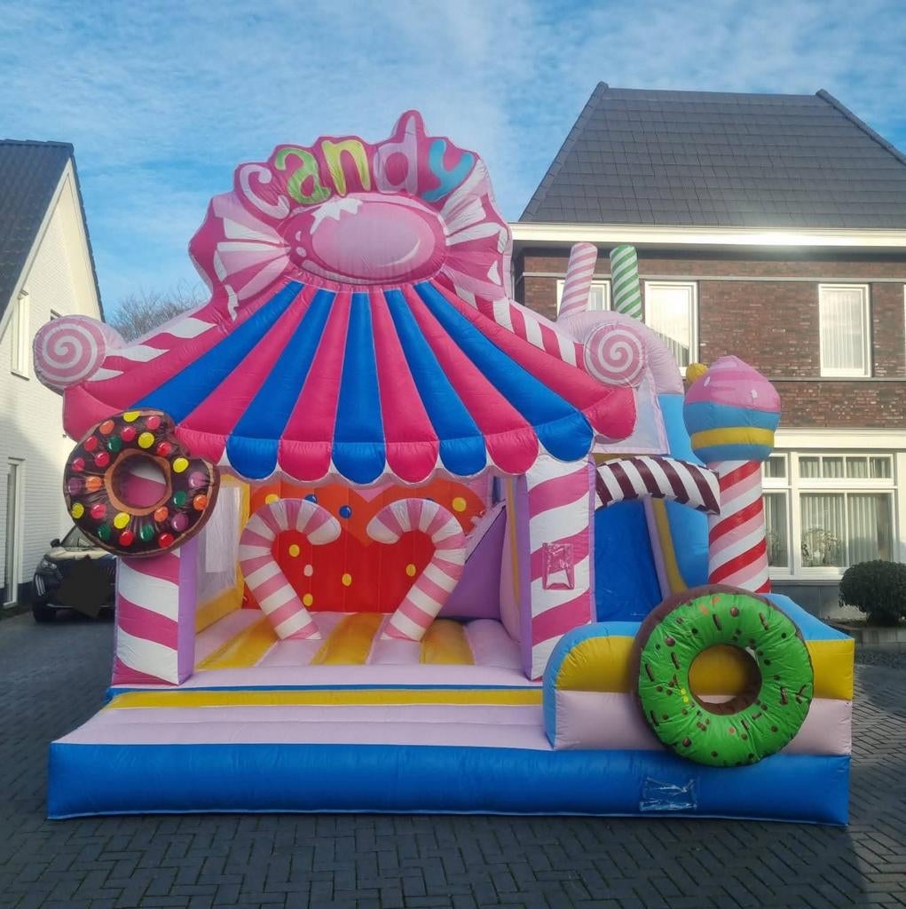 Springkussen 'Candy' te huur, huren., Ophalen of Verzenden, Zo goed als nieuw, Overige