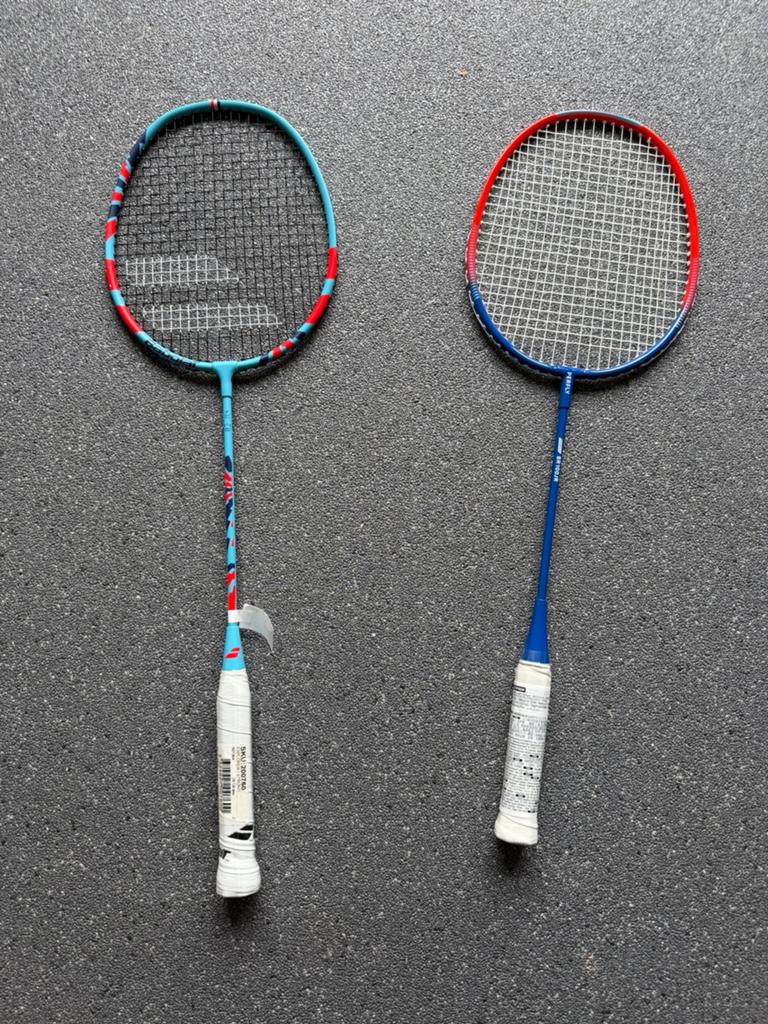 Twee badminton rackets, gebruikt, Sport en Fitness, Badminton, Ophalen, Gebruikt, Racket(s)