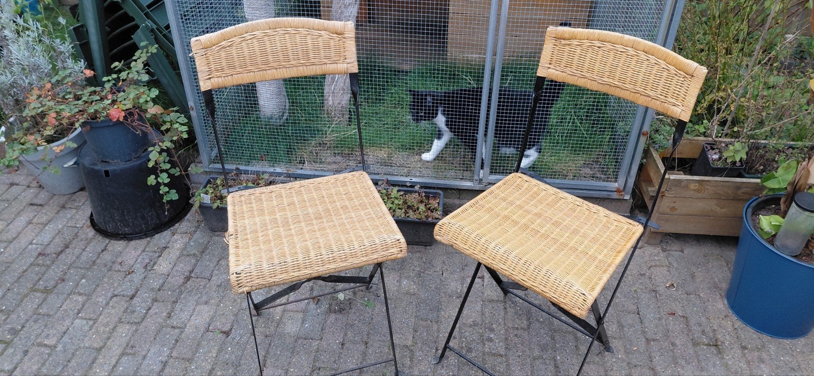 2 rieten klapstoelen - ideaal voor buiten of extra zitplek, Ophalen, Gebruikt, Twee, Overige kleuren