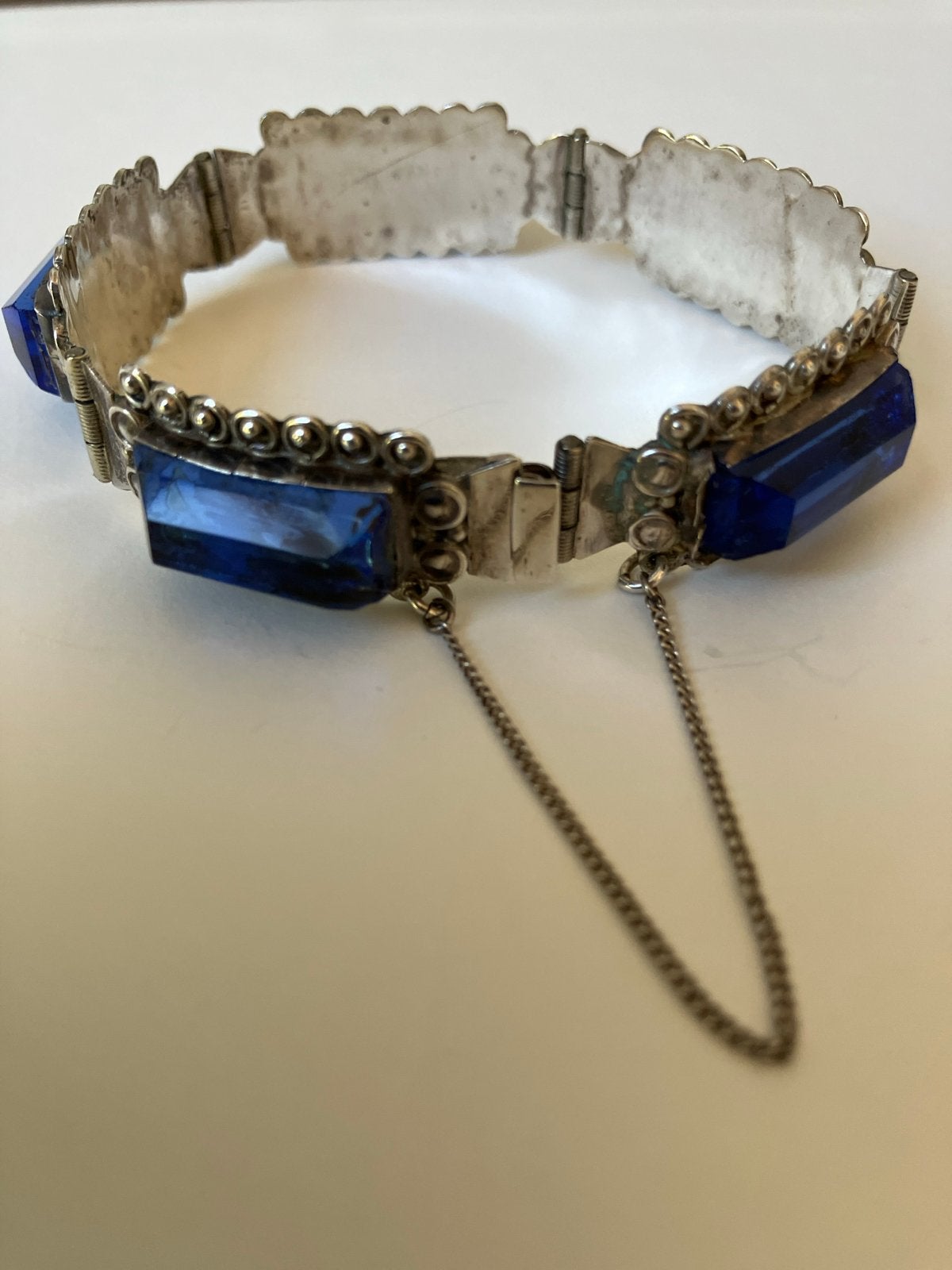 Zilveren 925 armband mexico Icuala met blauwe stenen, Sieraden, Tassen en Uiterlijk, Armbanden, Ophalen of Verzenden, Blauw, Zilver