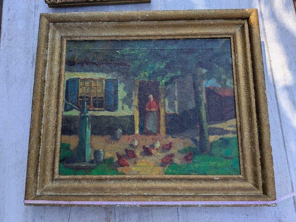 Olieverfschilderij, Hollands tafereel, J. Terlingen, Ophalen of Verzenden