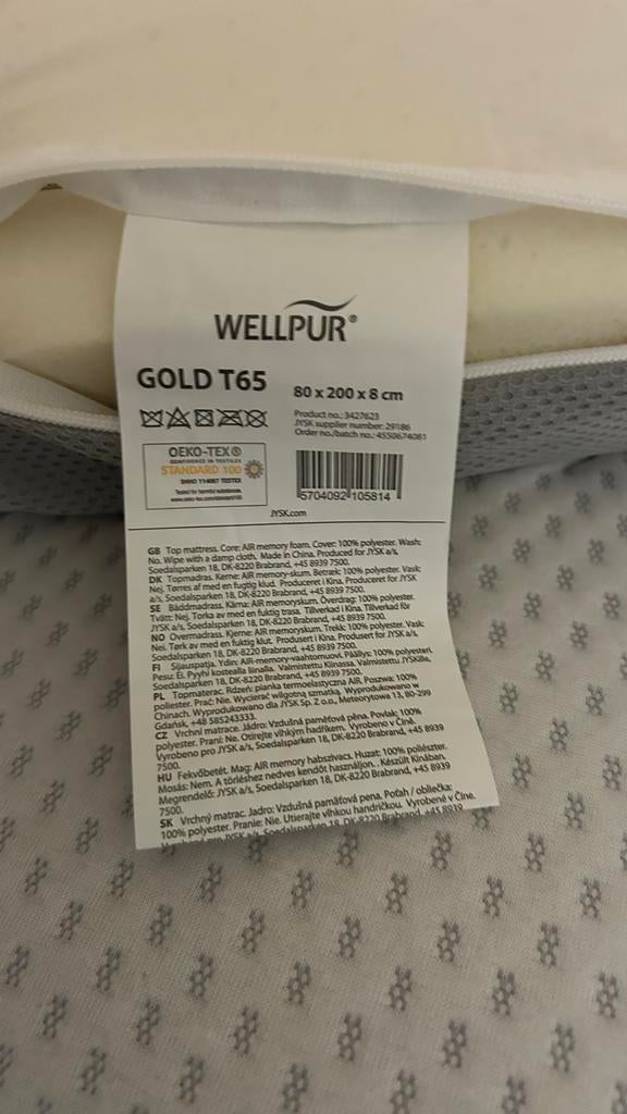 Wellpur Gold topdekmatras T65 Matras 80x200x8cm (2 stuks), Ophalen, Eenpersoons, Zo goed als nieuw, 80 cm