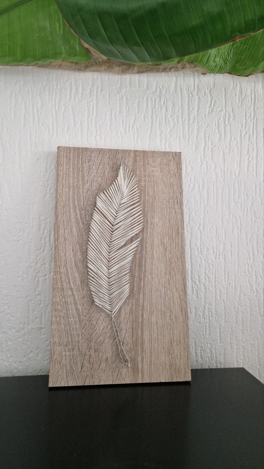 Schilderij wanddecoratie veer, Ophalen, Gebruikt, Hout, Decoratieobject