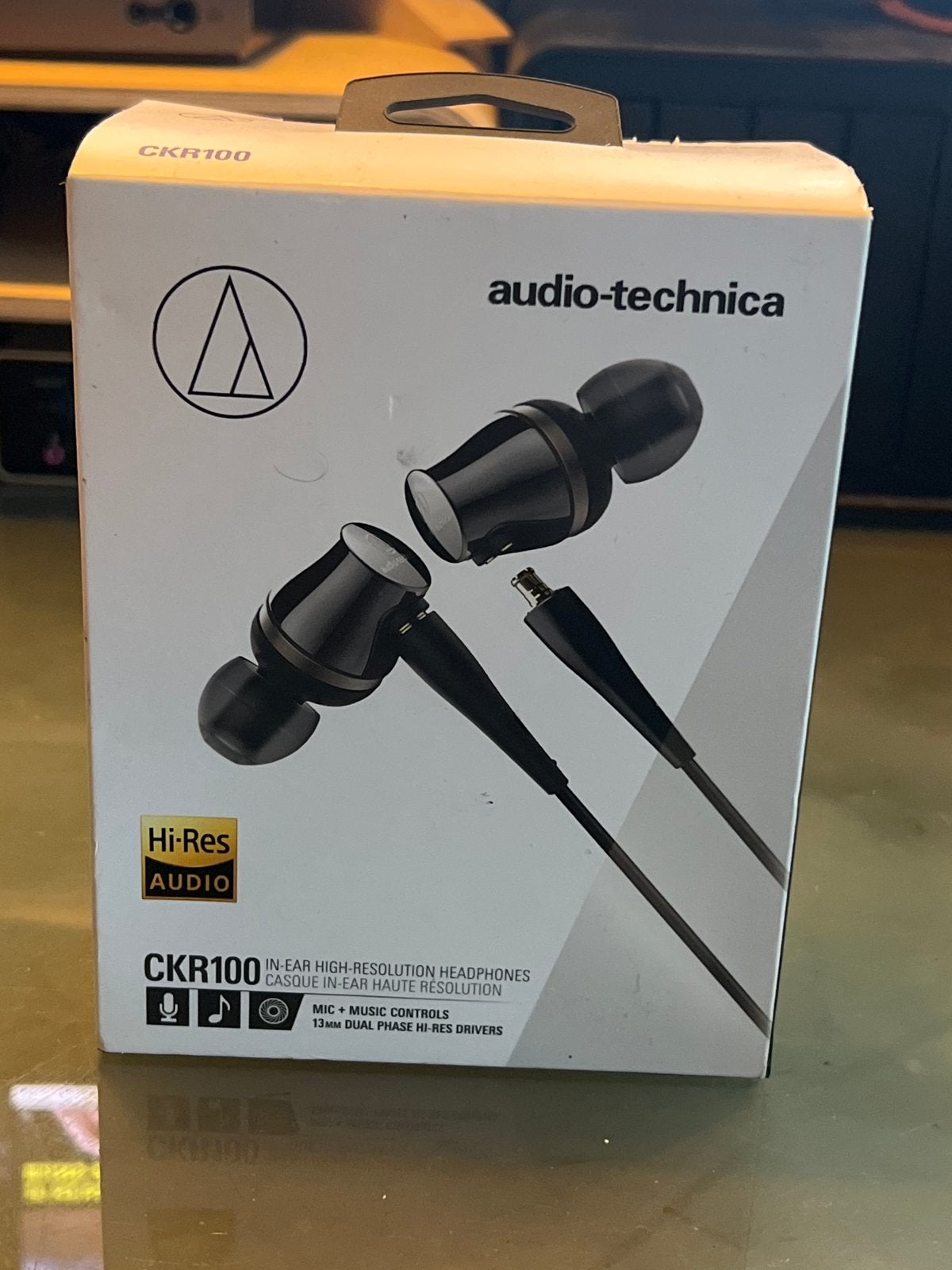 Audio-Technica CKR100 Hi-Res In-Ear Koptelefoon, In-ear, Nieuw, Microfoon, Zwart
