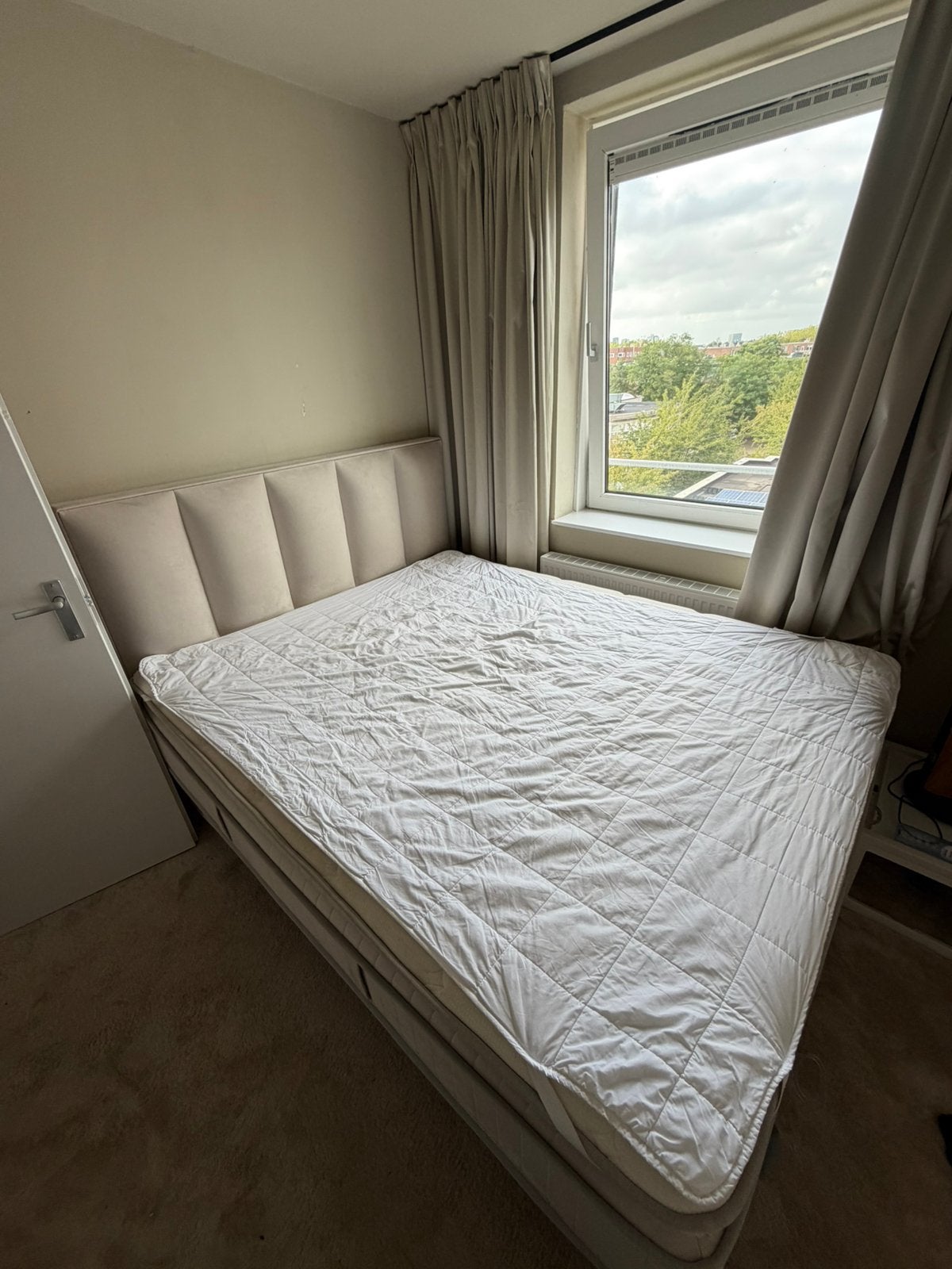 Boxspring 160cm bij 200cm Z.G.A.N, Ophalen, Tweepersoons, Zo goed als nieuw, 200 cm