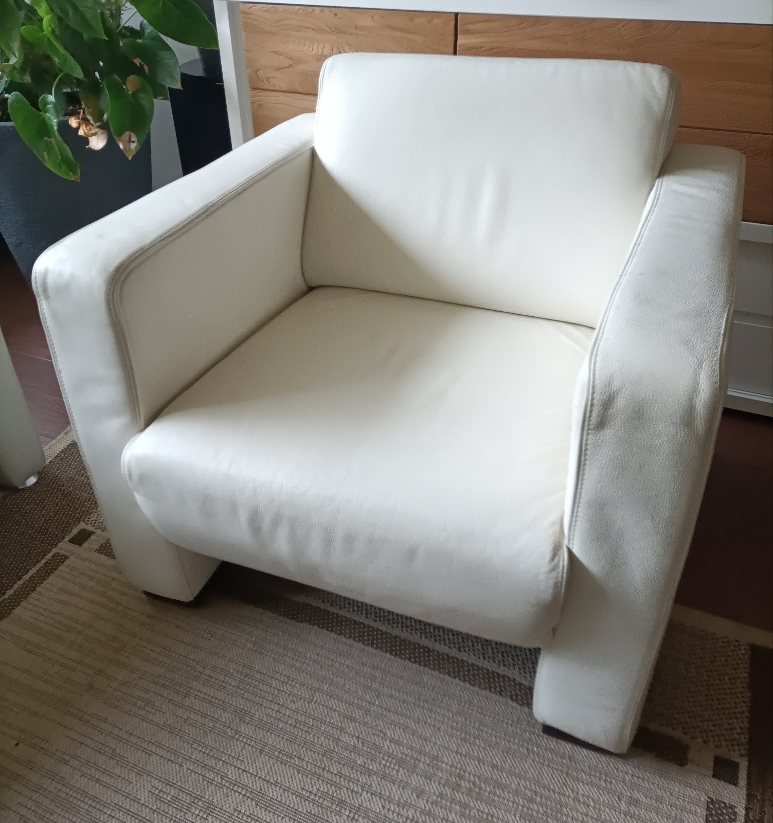 Fauteuil leer, Huis en Inrichting, Fauteuils, Ophalen, Gebruikt, 50 tot 75 cm, Leer