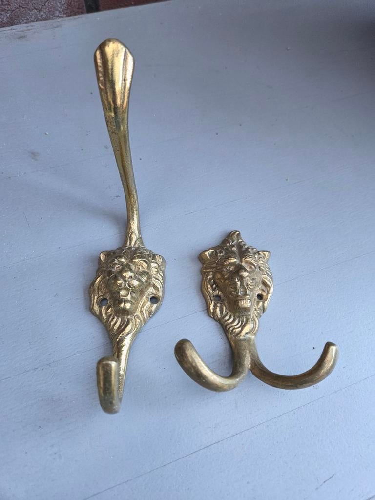 Messing wandhaken leeuwenkop, Ophalen of Verzenden