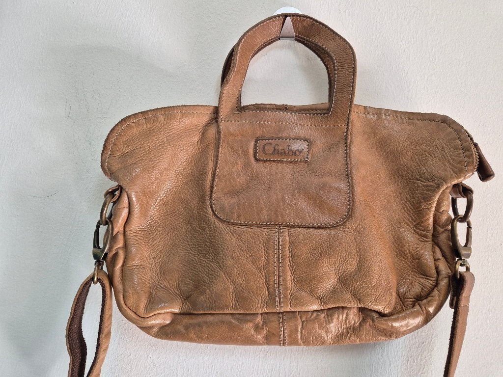 Tas9 - Cognackleurige leren Chabo tas (1), Ophalen of Verzenden, Bruin, Handtas