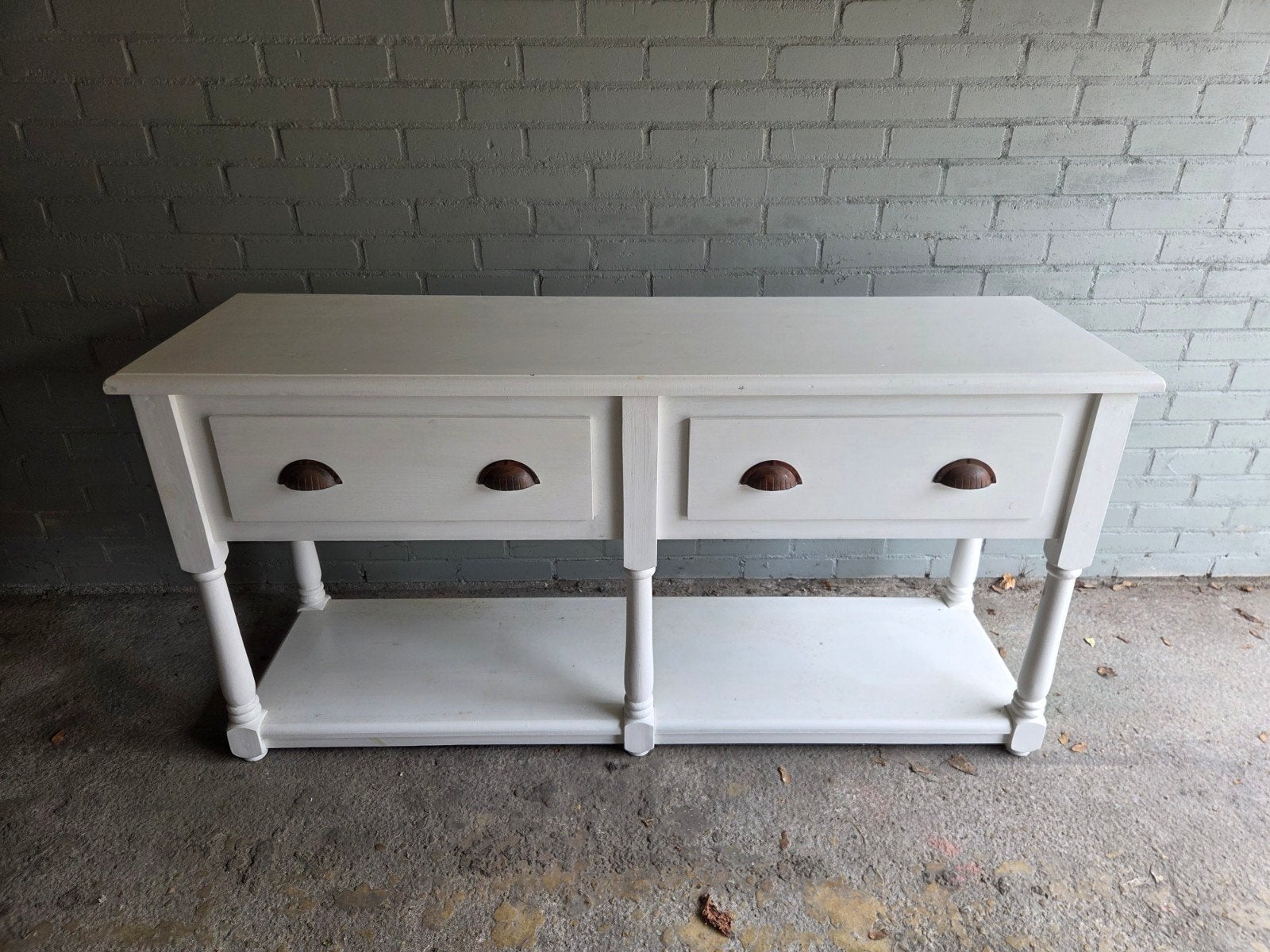 Wit landelijk dressoir met 2 lades L150xB44,5xH75 cm, Huis en Inrichting, Ophalen, Gebruikt, 100 tot 150 cm, Met lade(s)