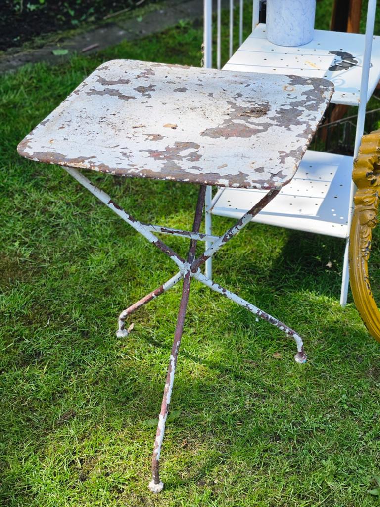 Franse ijzeren tuintafel . Vierkant., Ophalen, Rechthoekig, Metaal
