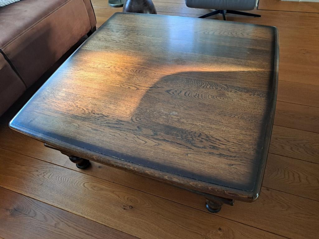 Massieve Eiken Salontafel met Lade, Ophalen, Gebruikt, 100 tot 150 cm, Eikenhout