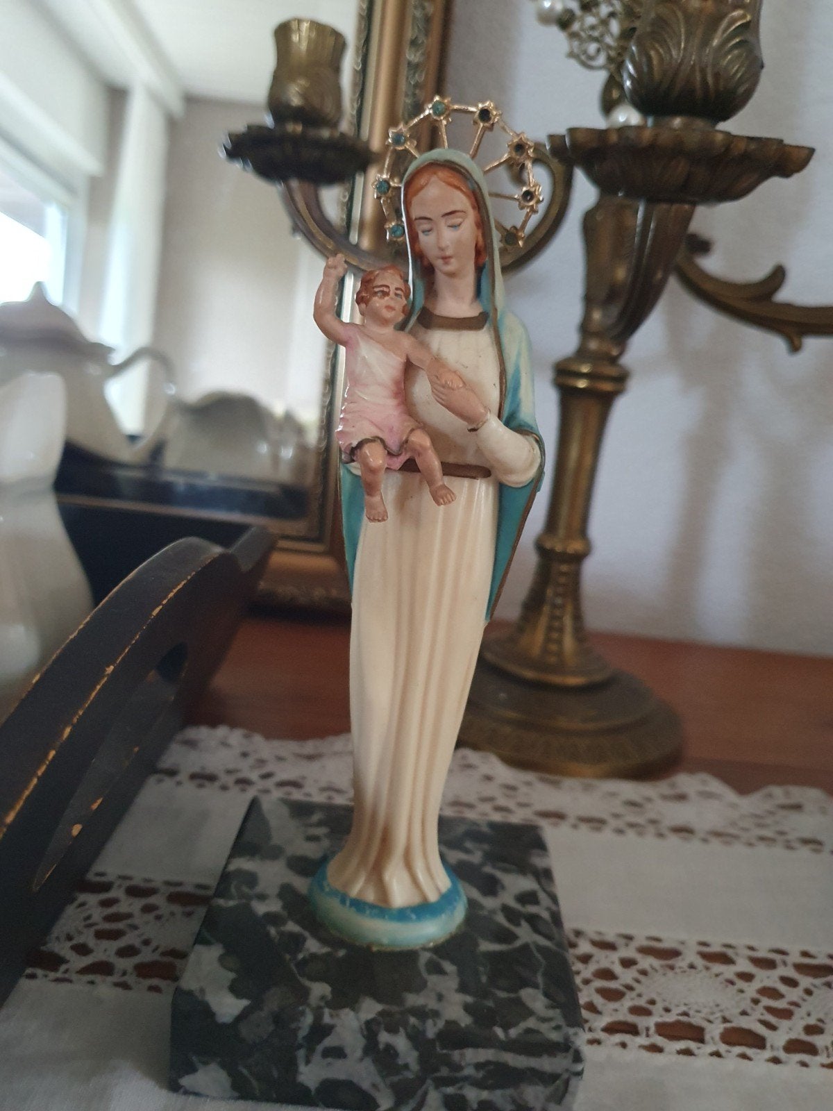 Vintage Maria met Kind Beeldje - Religieuze Decoratie, Ophalen of Verzenden