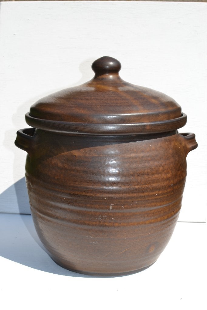 Dutch design vintage Jan de Graaf bruin keramiek grote pot, -, -, Overige typen, Ophalen of Verzenden
