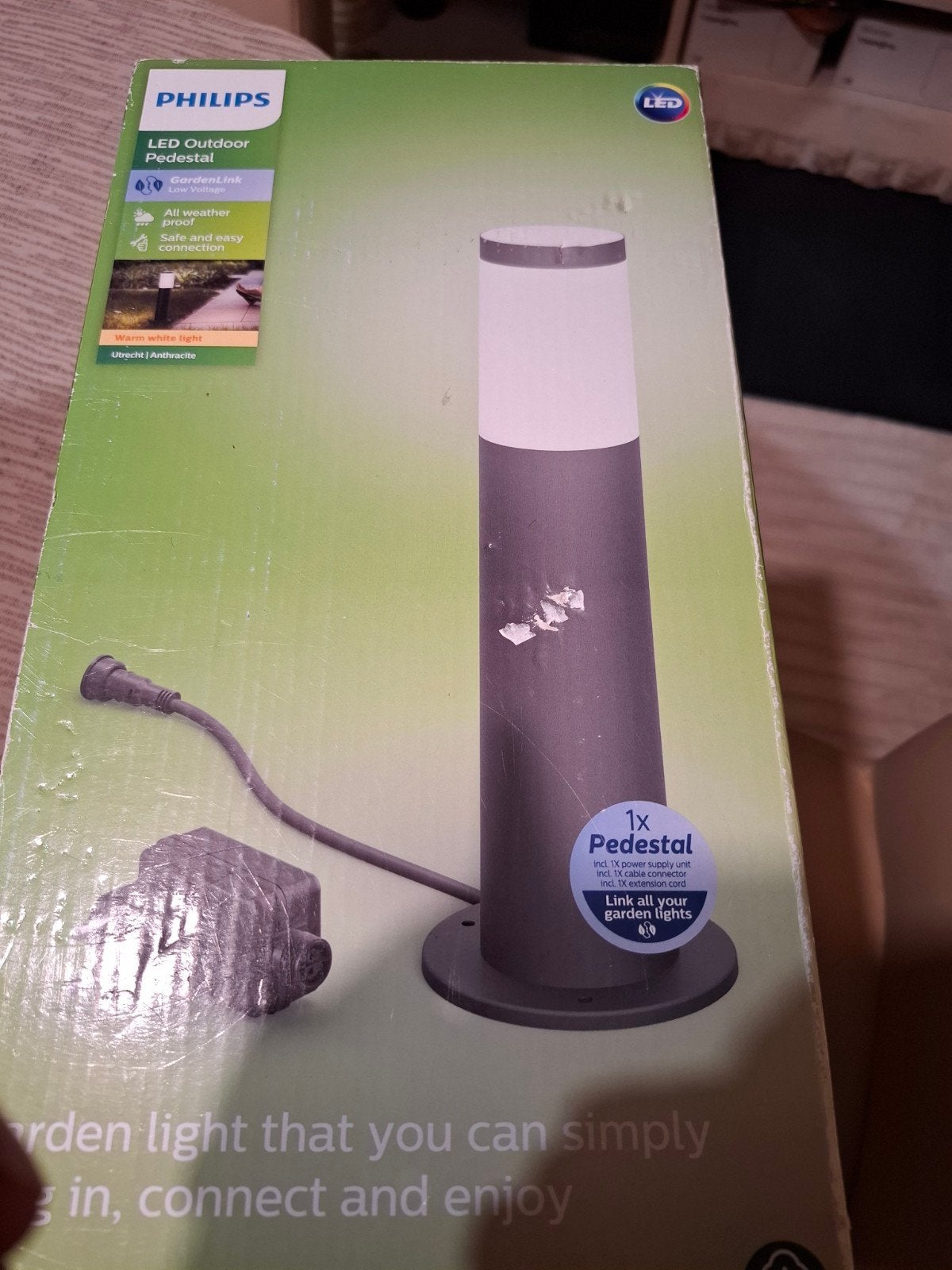 Philips LED Buiten Sokkellamp - Utrecht | Antraciet, Tuin en Terras, Minder dan 50 watt, Ophalen of Verzenden, Netvoeding, Vloerlamp