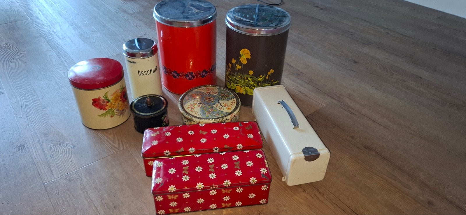 Vintage voorraadblikken en dozen - Set van 9, Ophalen of Verzenden